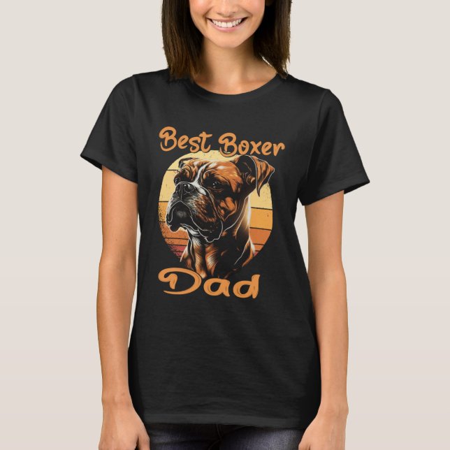 T-shirt Best Boxer Dad Boxer Sunset Retro Dog Owner Dog (Devant)