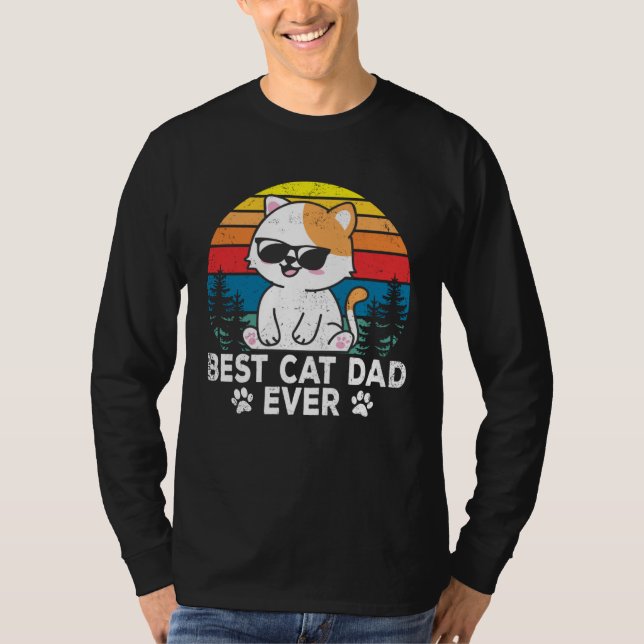 T-shirt Best Cat Dad Cute Cats Owner Pet Animals  Graphic (Devant)