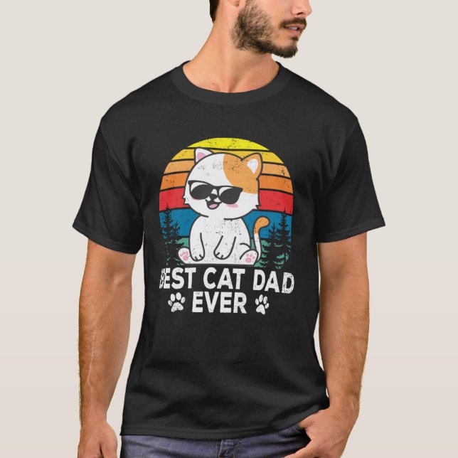 T-shirt Best Cat Dad Cute Cats Owner Pet Animals  Graphic (Devant)