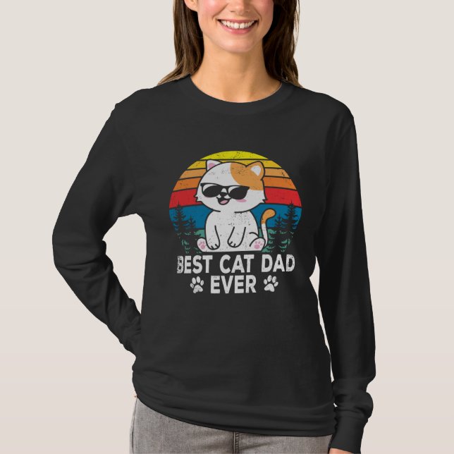 T-shirt Best Cat Dad Cute Cats Owner Pet Animals  Graphic (Devant)