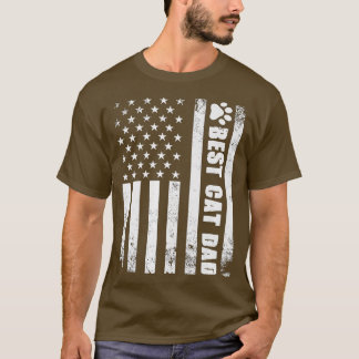 T-shirt Best Cat Dad Ever American Flag Camo  For Fathers 