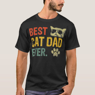 T-shirt Best Cat Dad Ever  Funny Cat Dad Father Vintage Gi