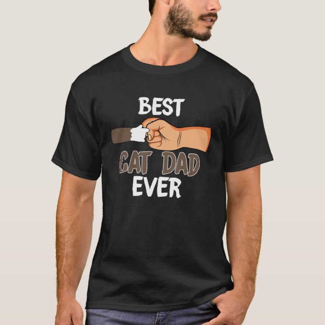T-shirt Best Cat Dad Ever   Paw Fist Bump for Dads (Devant)