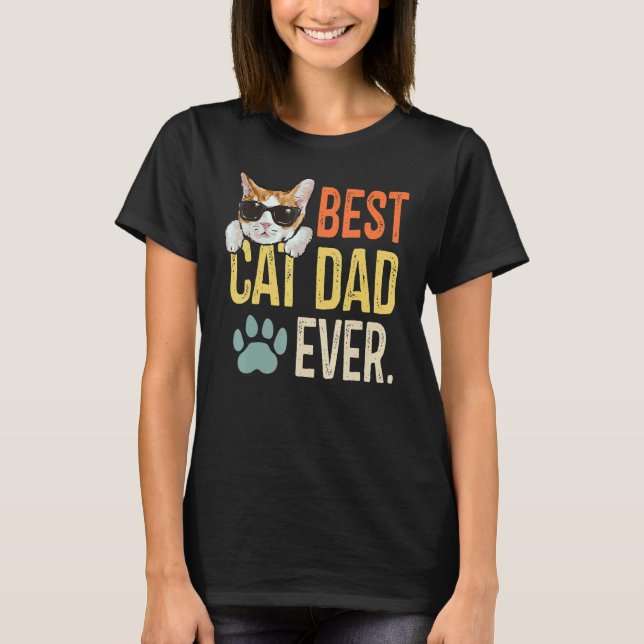 T-shirt Best Cat Dad Ever  Retro Cat  Fathers Day (Devant)