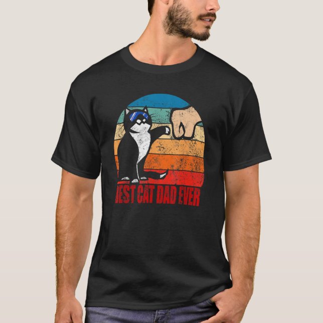 T-shirt Best Cat Dad Ever Retro Fathers Day Daddy Paw Fist (Devant)