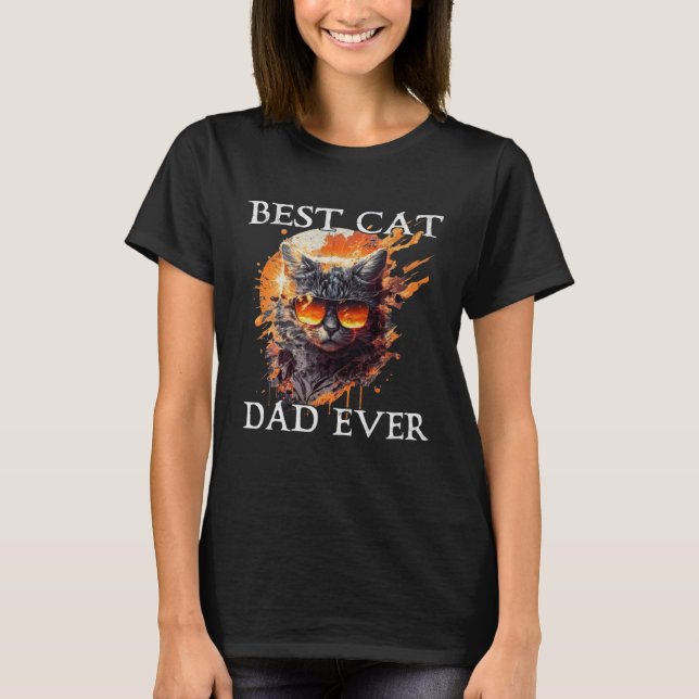 T-shirt Best Cat Dad Ever Retro Grunge Cat Owner Cat (Devant)