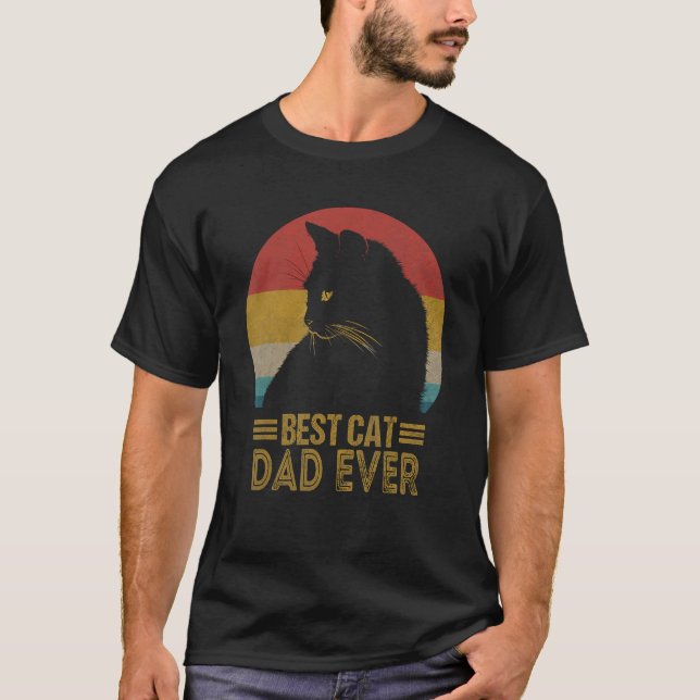 T-shirt Best Cat Dad Ever Retro Sunset  Daddy Cat Father s (Devant)