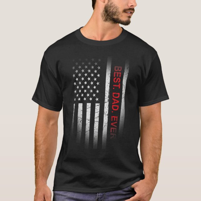 T-shirt Best Dad Ever American Flag Shield Father s Day ce (Devant)