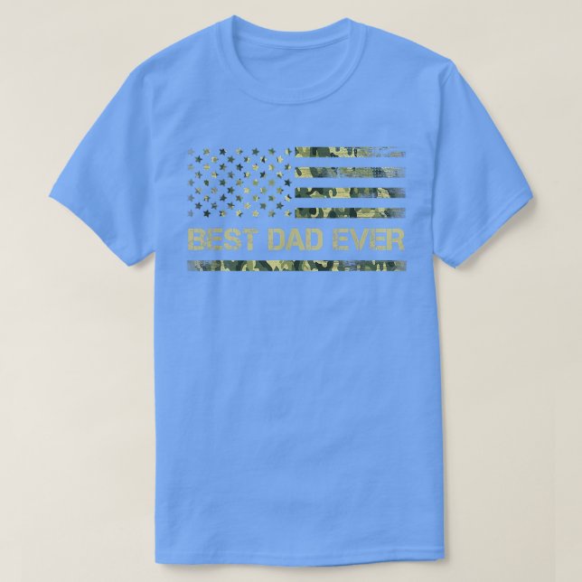 T-shirt Best Dad Ever American Military Camoue Flag Father (Design devant)