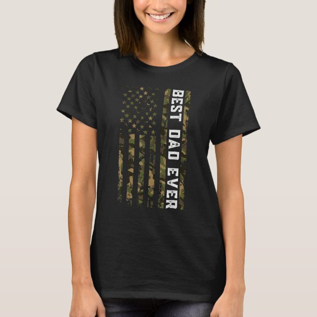 T-shirt Best Dad Ever Fathers Day Camo American Flag Mens  (Devant)