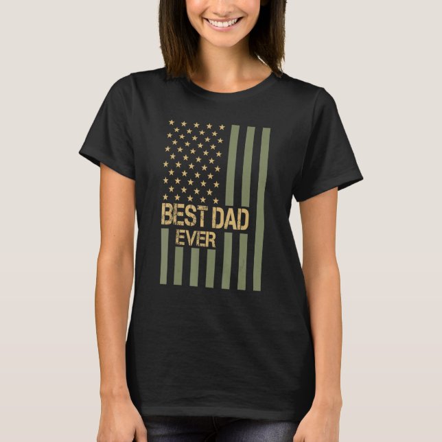 T-shirt Best Dad Ever US American Flag Fathers Day Husband (Devant)