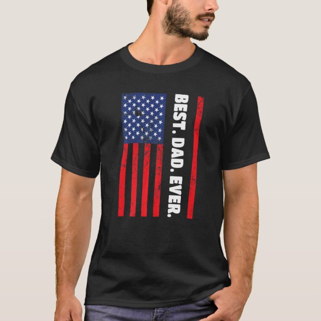 T-shirt Best Dad Ever USA Vertical Flag (Devant)