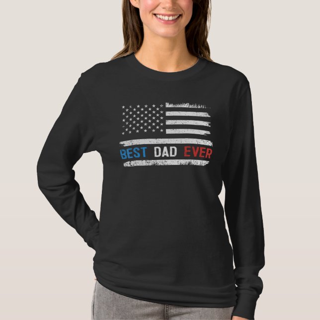 T-shirt Best Dad Ever With US American Flag  Fathers Day D (Devant)