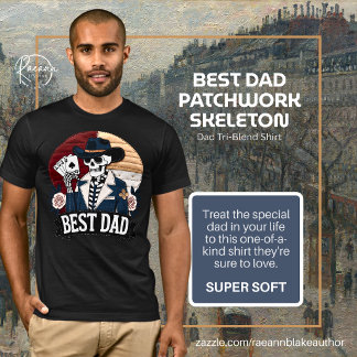 T-shirt Best Dad Patchwork Skeleton Tri-Blend Shirt