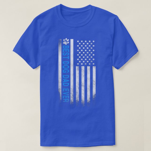 T-shirt Best Dog Dad Ever American Flag  Father's Day Gift (Design devant)