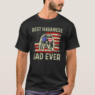 T-shirt Best Dog Dad Ever Usa Flag Dad Joke Havanese 4th O