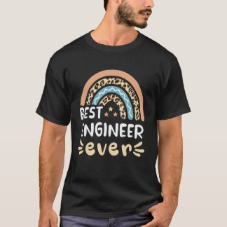 T-shirt Best Engineer Ever Leopard Rainbow Mom