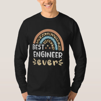 T-shirt Best Engineer Ever Leopard Rainbow Mom