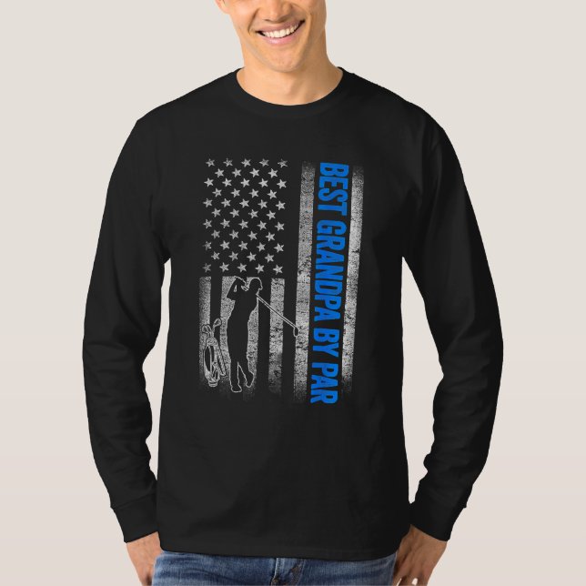 T-shirt Best Grandpa By Par  Golf US American Flag Father  (Devant)