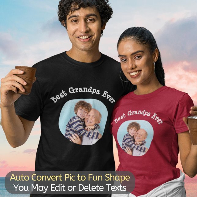 T-shirt Best Grandpa Ever téléchargez votre photo de famil (Créateur téléchargé)