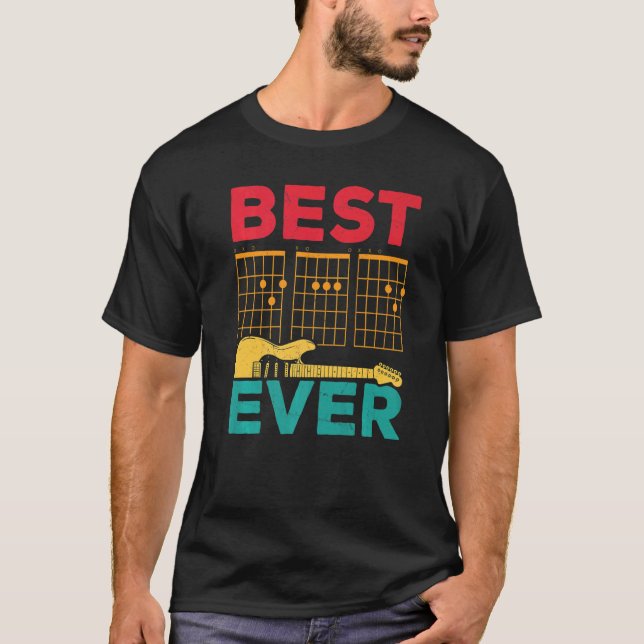 T-shirt Best Guitar Dad Ever Musician Papa (Devant)