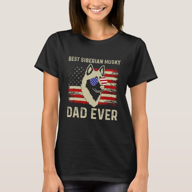 T-shirt Best Husky Papa Ever Fête des pères Drapeau améric (Devant)