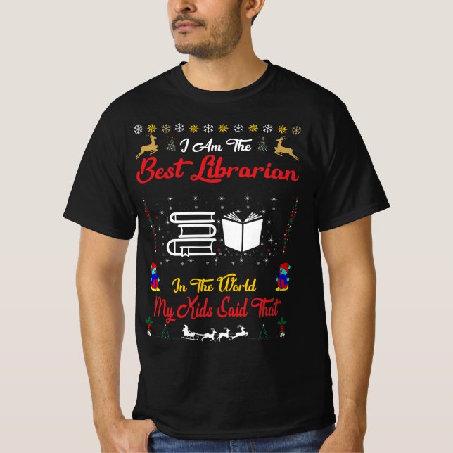 T-shirt Best Librarian Christmas (Devant)