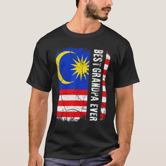 T-shirt Best Malaysian Grandpa Ever Malaysia Flag Father's (Devant)