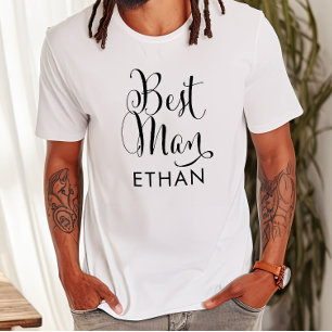 T-shirt Best Man Black Script Mariage personnalisé
