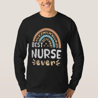 T-shirt Best Nurse Ever Leopard Rainbow Mom