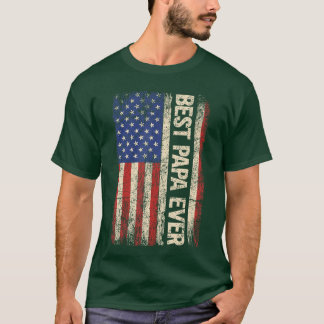 T-shirt Best Papa Ever US American Flag Gifts for Fathers 