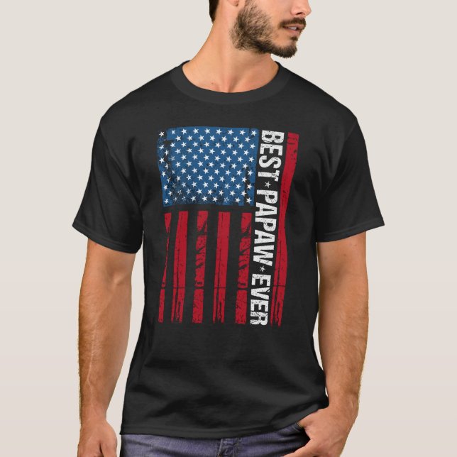 T-shirt Best Papaw Ever Us Drapeau grand-père Fête des pèr (Devant)