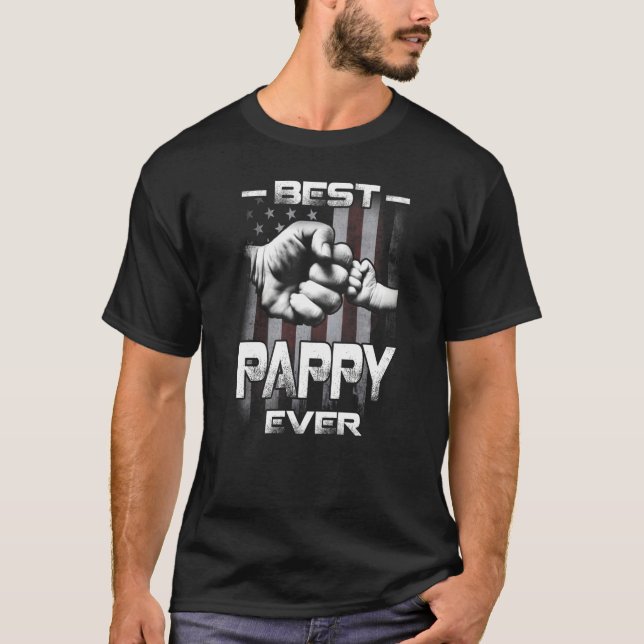 T-shirt Best Pappy Ever Fist bump USA Flag Father's Day   (Devant)