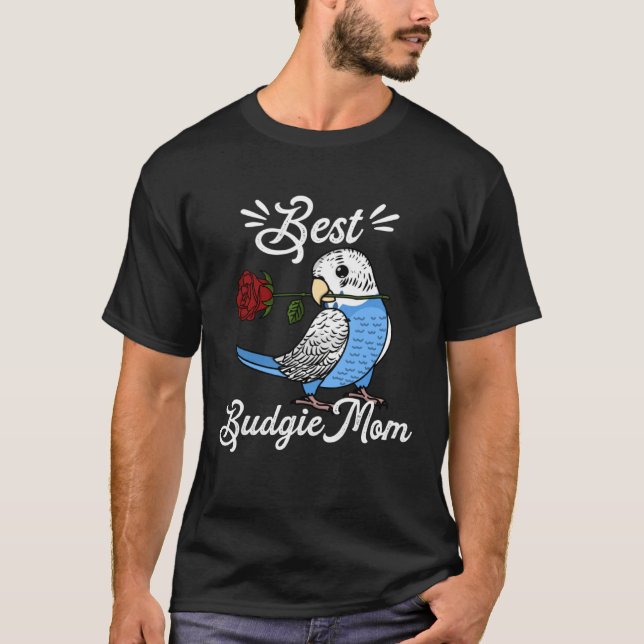 T-shirt Best Parrot Mom I Blue Budgie Budgerigar (Devant)