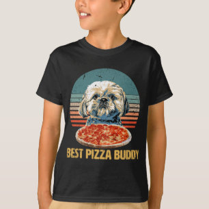 T-shirt Best Pizza Buddy - Sweet Shih Tzu aime Pizza avec