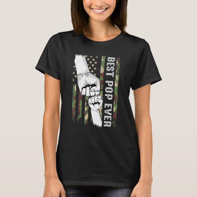 T-shirt Best Pop Ever Fist Pump With US American Flag Fath (Devant)