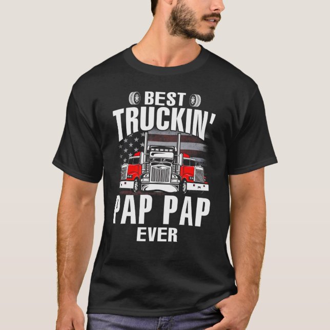 T-shirt Best Truckin' PAP PAP Ever USA Flag Father's Day (Devant)