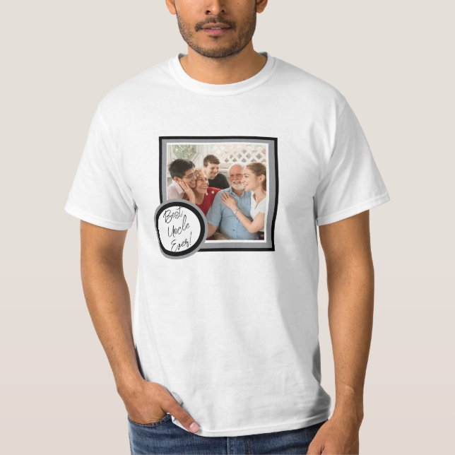 T-shirt Best Uncle Ever Black Custom Photo Gift Shirt (Devant)