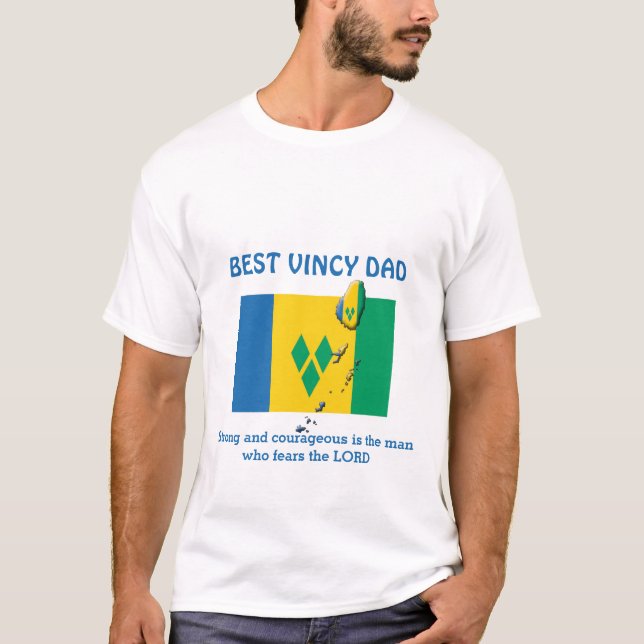 T-shirt BEST VINCY DAD Strong Courageux Personnalisé (Devant)