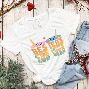 T-shirt Besteas rétro Pour toujours Bestie Thé Pun Amis mi