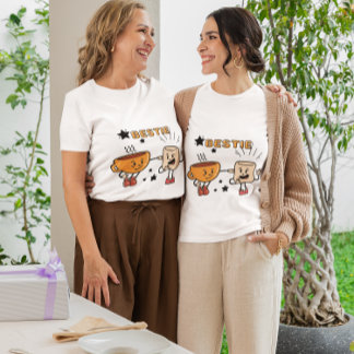 T-shirt Bestie Cartoon - Café mou & Marshmallow