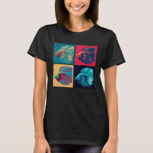 T-shirt Bêta Poisson Pop Illustration Animal Colorful Femm