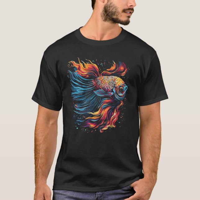 T-shirt Betta Fish Cool Abstrait coloré (Devant)