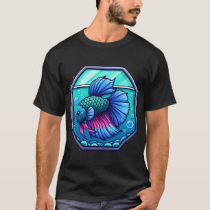 T-shirt Betta Illustration de style dessin animé betta Aqu