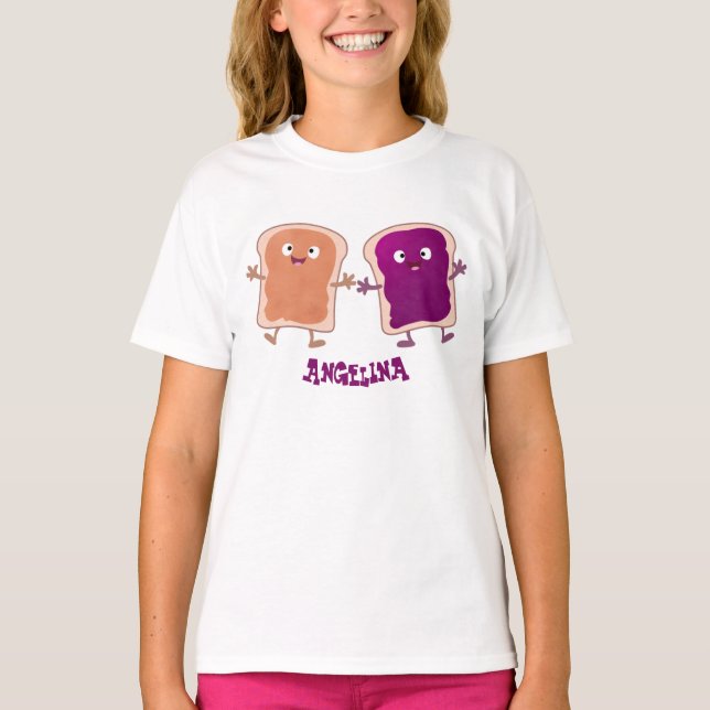 T-shirt Beurre d'arachide mignonne et caricature sandwich  (Devant)