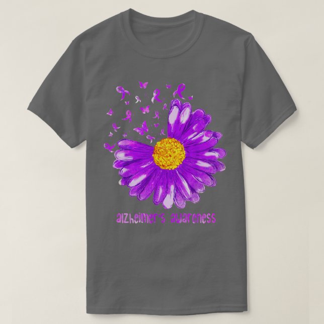 T-shirt Beurre de marguerite violet Ruban d'Alzheimer Laur (Design devant)