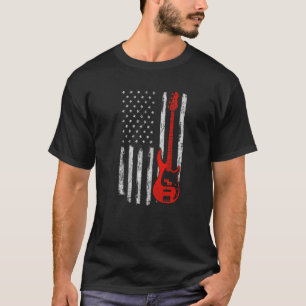 T-shirt Bhelp USA American Drapeau basse guitare Joueur Mu