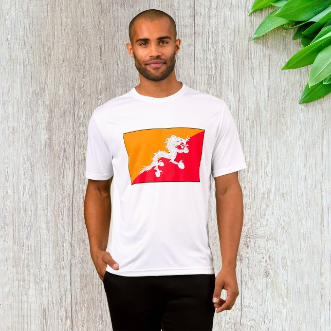 T-shirt Bhoutan Drapeau design avec Dragon Blanc (Créateur téléchargé)