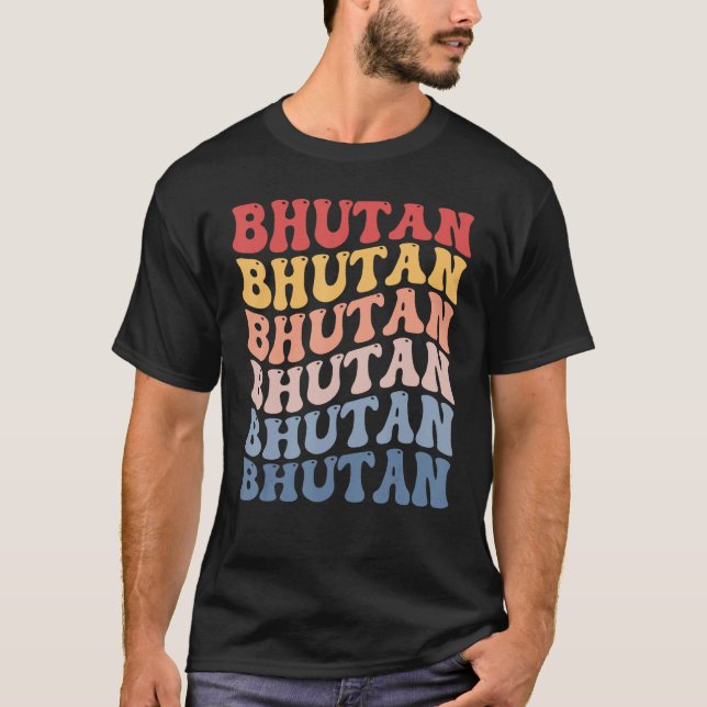 T-shirt Bhutan Groovy Retro Bhutanese (Devant)