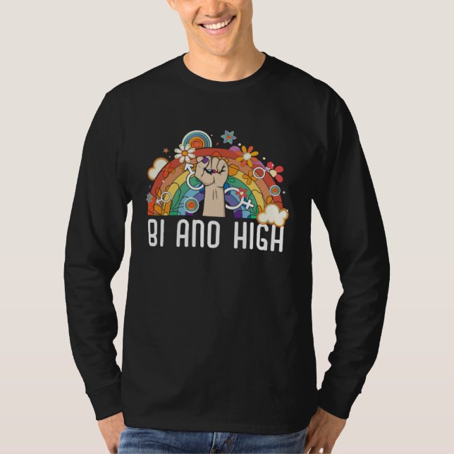 T-shirt Bi And High Bisexual Rainbow Pride March Bisexuali (Devant)